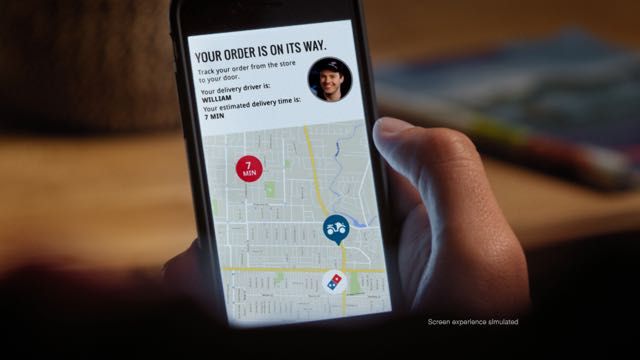Dominos Live Pizza Tracker on a smartphone