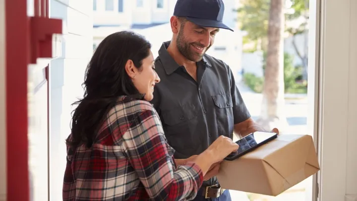 Package being delivered