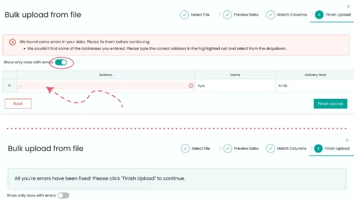 Errors in Data Warning