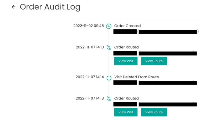 Order Audit Log