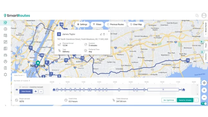 Delivery route optimization map with SmartRoutes