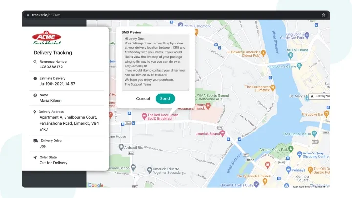 Last mile carrier tracking - customer portal