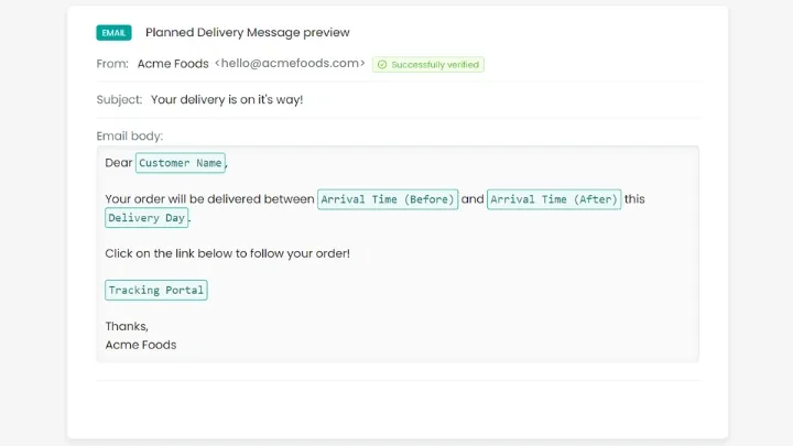 Planned Delivery Notification on SmartRoutes
