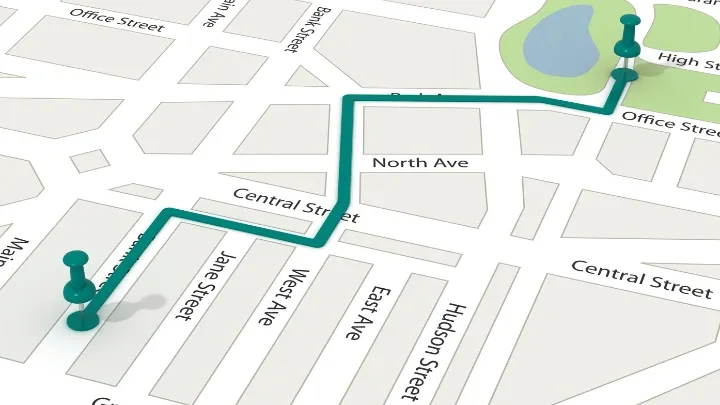 Map showing multi-stop delivery route for a small business
