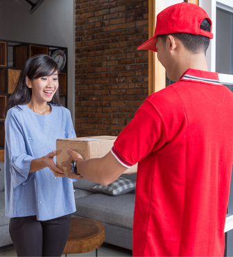 Delivery man handing over the customer's order