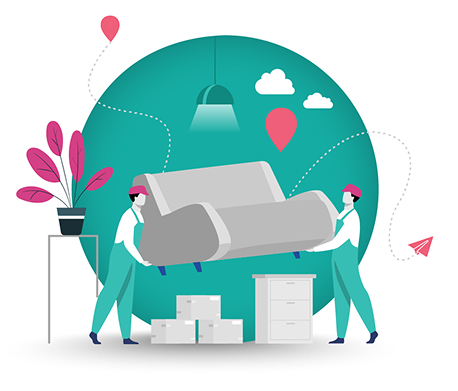 EZ Living Furniture delivery team illustration