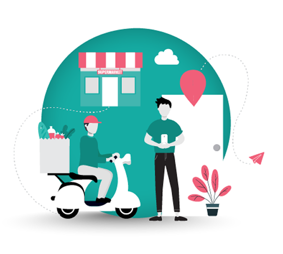 SuperValu grocery home delivery illustration
